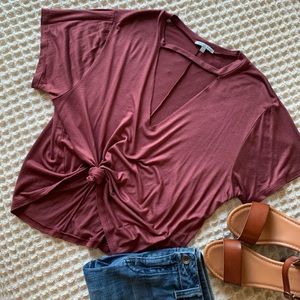 Charlotte Russe v neck cut out tie top